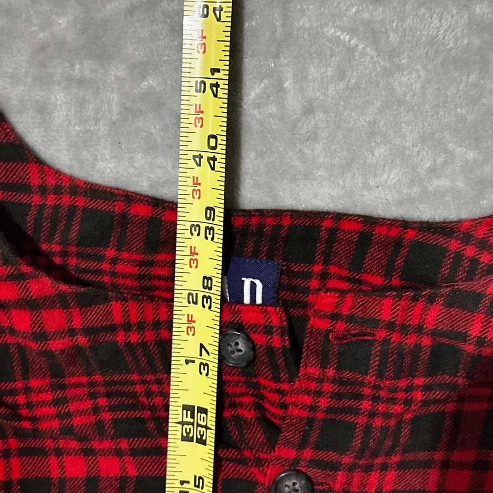 Vintage GAP Sleepshirt Flannel Red Heritage Plaid Pajama Night Gown Adult L